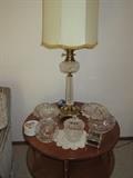 Crystal lamps and cut glass - book table