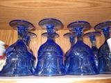large variety of stemware blue / clear / etched/ crystal