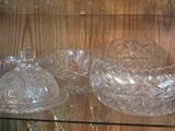 cut glass butter dish / bowls / serving pieces