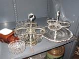 silver and glass serving pieces