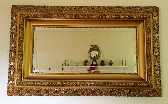 Large Antique Elaborate Gilt Carved Frame Mirror