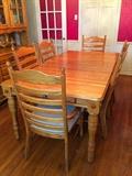 Dining Room Table with Six Chairs, Two Drawers & Two Leaves