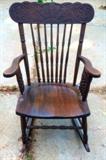 Antique Pressed Back Rocking Chair (TLC)