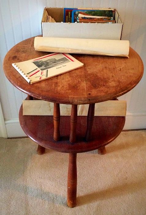 Vintage Tiered Reading / End Table, Vintage Postcards & More