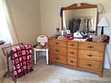 Quilt Rack, Vintage Dresser with Mirror, Vintage Accessories & More