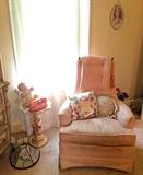 Cherub Marble Top End Table, Stained Glass Lamp Shade, Vintage Arm Chair (TLC), Retro Pink Phone, Chalkware & More