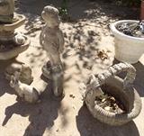 Cat, Rabbit / Hare, Standing Girl, and Basket Concrete Figures