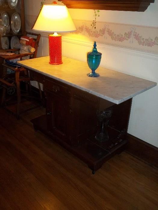 Sideboard Buffet Server with Marble Top