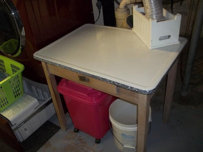 Porcelain Top Kitchen Table with Drawer 34x25