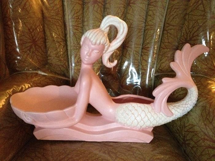awesome large mermaid planter/soapdish (about 22" in length), excellent condition