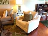 Broyhill white upholstered accent armchairs