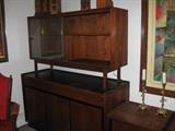 Danish modern hutch with glass top and nite stands