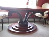 IRWIN pedestal table with base and leather chairs