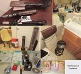 Bathroom & drug store items: Vanity sets, gift sets, appliances, vaporizer, hair care appliances, massage: back, neck, chairs, & feet, 2 vanity chairs, vaporizer, air cleaner. drug store items