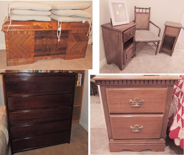 Vintage Lane Cedar Chest, wood end - night tables.  vintage Kinder-Kraft 5 drawer dresser