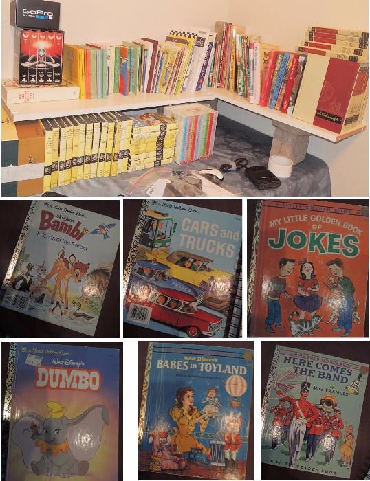 Children's books including 1960s Nancy Drew, Childcraft Encylopedias and Golden Books