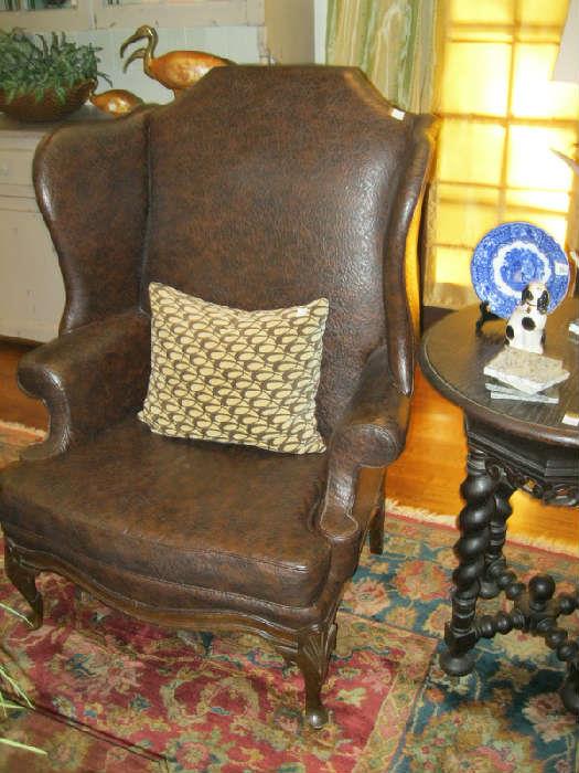 Pr. of Large Wingback Chairs