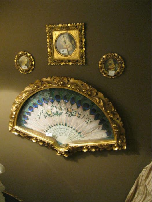 Framed Victorian Fan, Italian Framed Min. Pictures