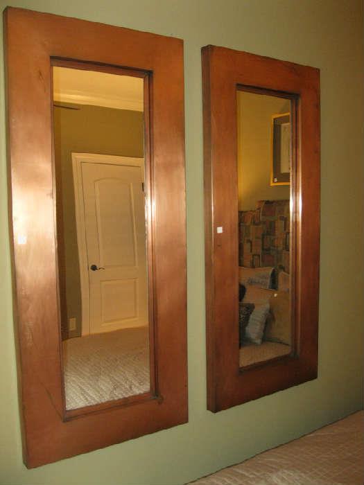 Pr. of Large Copper Framed Mirrors