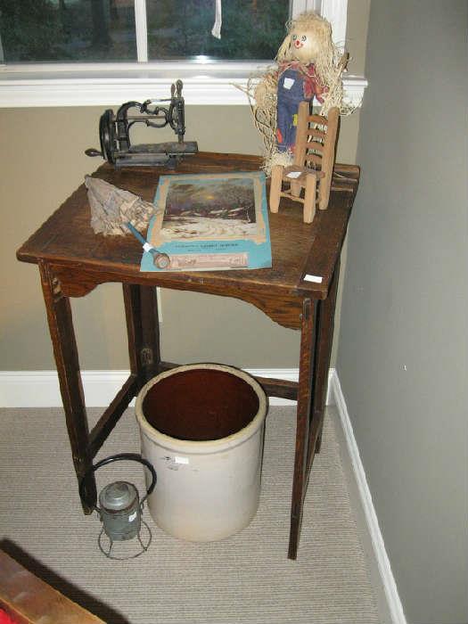 Old School Desk, Antique Childs Sewing Machine