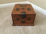 Vintage hand crafted wooden jewelry box with mirror