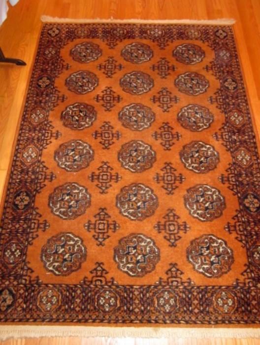 Wool rug by Karastan, "Bokhara."  Rust, black, cream (4'3" x 6').