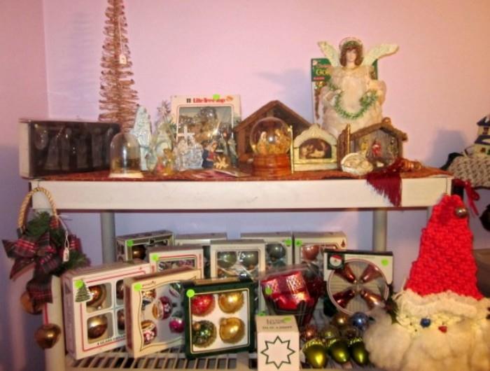 Small nativities, trees, ornaments, tree toppers