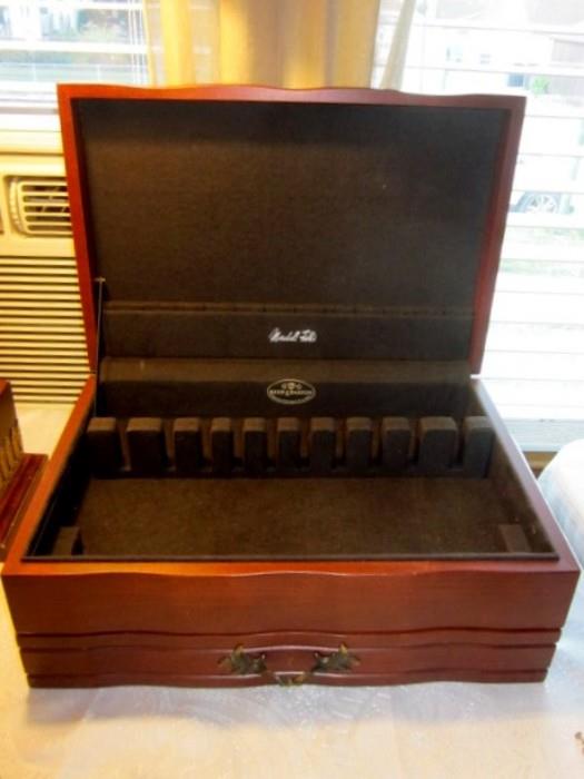 Marshall Field's solid wood silverware chest with drawer