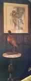 Owl Print by Whitlach and a stuffed Pheasant