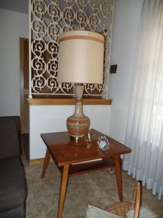 MCM end table and lamp