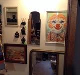 Mirrors, match safes, clown watercolor