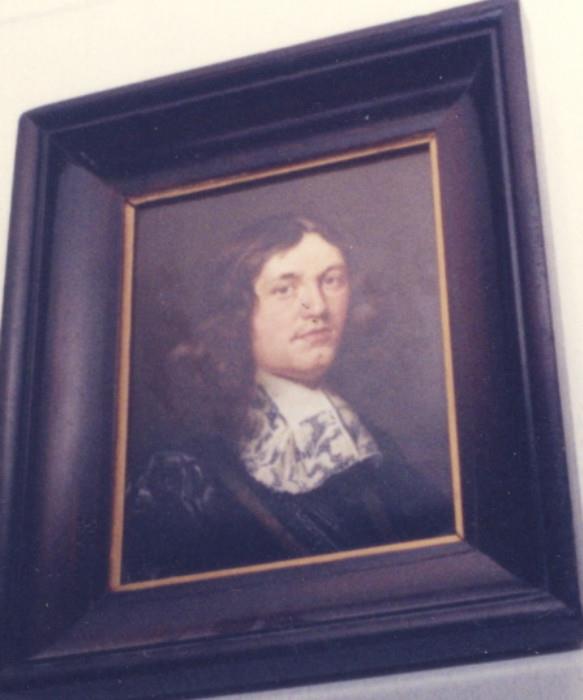 277/292  Plaque.  A 19th century German KPM porcelain plaque.  A head and shoulder portrait of a gentleman with long hair.  White collar.
Signed:  M. Dürschke.
Incised on the verso:  KPM [a symbol of various German porcelain makers].  Probably by Krister Porzellan Manufactur, 1831-1903.  Also marked 255/195.
Viewing area:  7" x 9 1/2" in a molded ebonized walnut frame/gilt liner.  $875.00