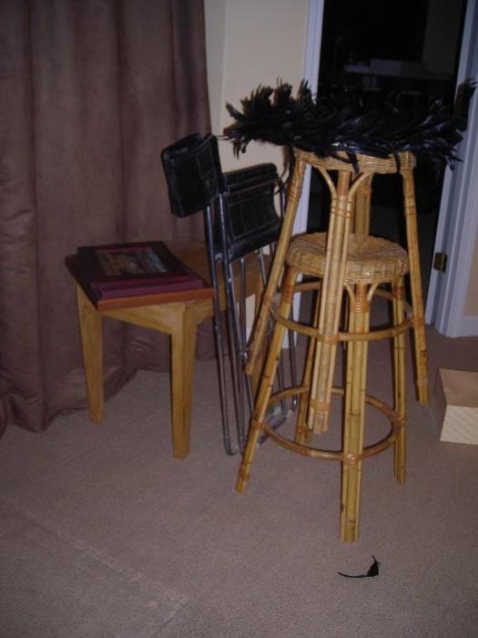 nice folding leather chair, stools and more
