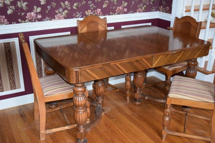 Antique Bassett Dining Suite. Table with 6 chairs, China Hutch and Sideboard