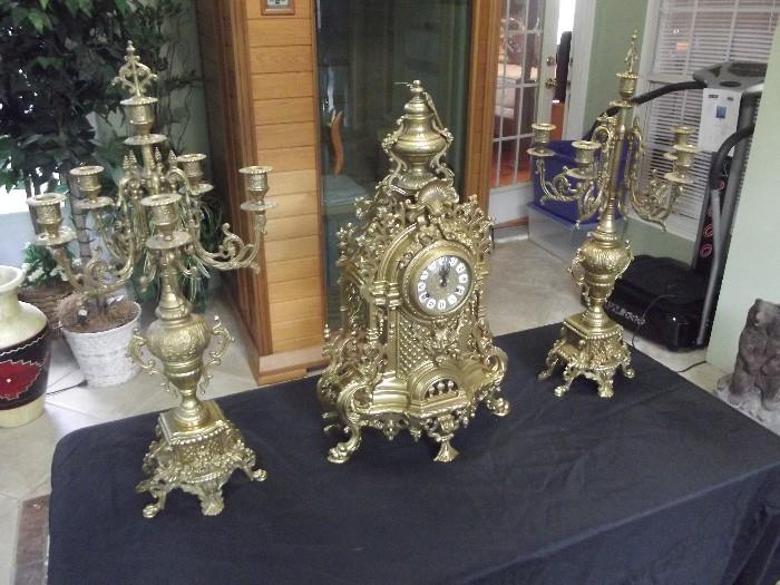 Very Unique Imperial Clock with original matching brass candelabras. 