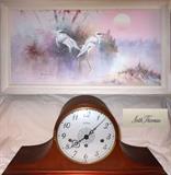 Large Signed Oil Painting and Seth Thomas Mantle Clock