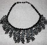 Gorgeous Vintage Heavy Black and Clear Glass Necklace