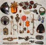 Lots of Hat Pins and other Nice Vintage Jewelry