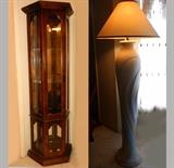 Good Glass Shelved Display Cabinet and Pretty Floor Lamp