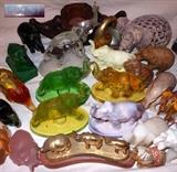 A small sample of the Giant Selection of Elephants; Slag Glass, Amberina Glass, Frosted Glass and more