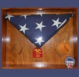 Shadow Box with Flag, Bullets and Patch for The United States Landing Ship, Tank (L.S.T.) Association