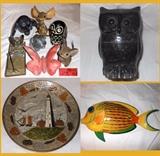 Italian Soapstone Butterfly, Inuit Carved Owl, Metal Mouse in a Mouse Trap and other cute collectibles