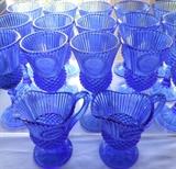 Huge Collection of Blue Fostoria George Washington Stemware