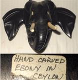 Hand Carved Ebony Elephant Head in Ceylon