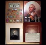 George Washington Stamps and Coins including Silver Certificate and Etching