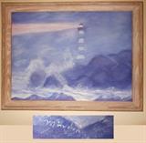 Large Signed Lighthouse Painting