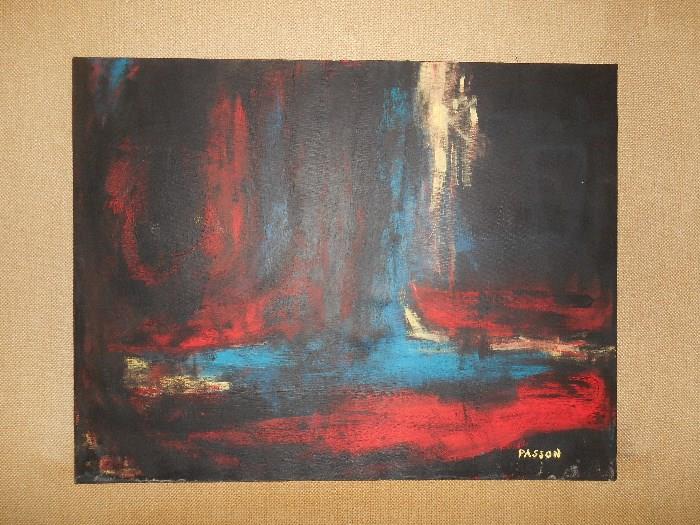 Family Room:  A closer view of the artist (PASSON) signed piece of original art.  It measures 35-l/2" wide x 27-l/2" tall.