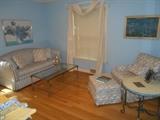 Bedroom #2: An overview of this blue/white room.