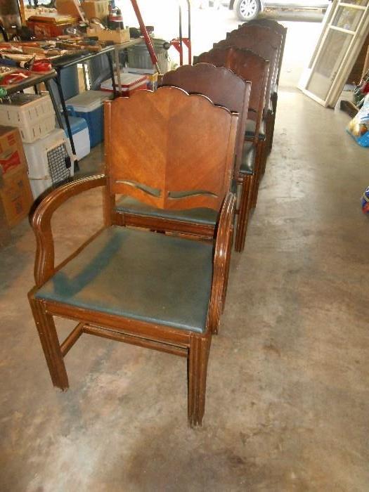 Garage:  A set of six vintage chairs (one arm and five side).  Great chairs to paint; seats are easily recovered. 