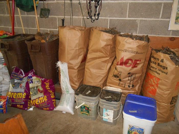 Garage:  Six containers of kindling--all priced separately.  And several containers of bird seed.